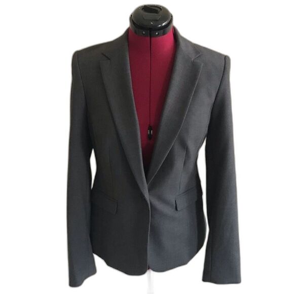 Worthington Blazer Women's Size 4 Grey One-Button Long Sleeve Front Pockets - Picture 2 of 12